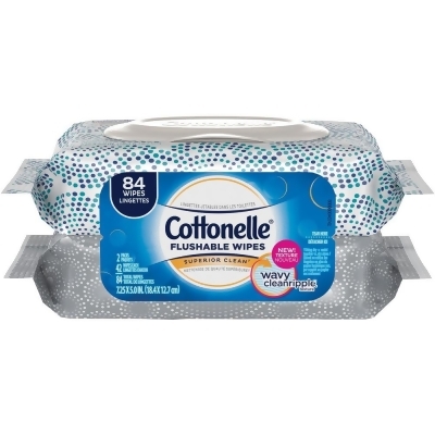Kimberly-Clark KCC35970CT Cottonelle Flushable Wet Wipes - Pack of 2 