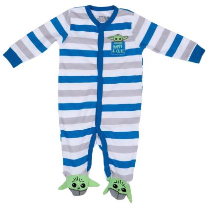 Star Wars 832047-0-3months Star Wars the Mandalorian Grogu Happy & Cute Novelty Sleep & Play Footed Pajamas - 0-3 Months