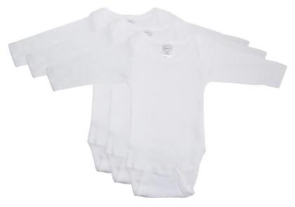 Bambini 009 NB Rib Knit White Long Sleeve Onezie- New Born - Pack of 3