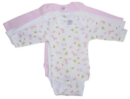 Bambini 103 S Girls Rib Knit Variety Color Long Sleeve Onezie- Small - Pack of 3
