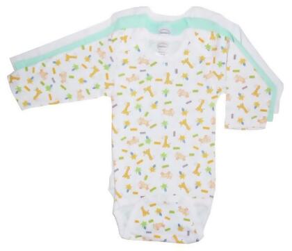 Bambini 102 S Boys Rib Knit Variety Color Long Sleeve Onezie- Small - Pack of 3