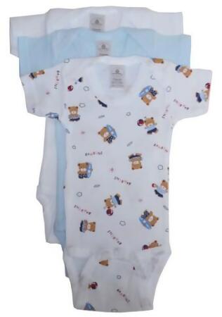 Bambini 004 S Boys Printed Short Sleeve Onezie- Variety Color - Small