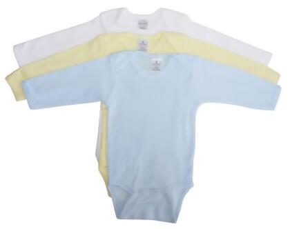 Bambini 100 L Boys Rib Knit Assorted Pastel Long Sleeve Onezie- Large - Pack of 3