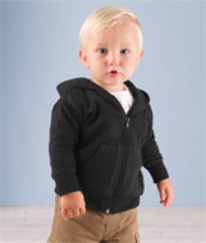 Rabbit Skins 3446 Infant Hooded Zip Front Sweatshirt With Pockets- Black- Size - 12