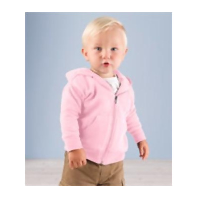 Rabbit Skins 3446 Infant Hooded Zip Front Sweatshirt With Pockets- Pink- Size- 12 