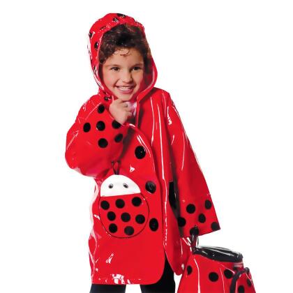Kidorable PCOAT-LB4 T 100 Percent PU with Comfy Polyester Linning Red Ladybug PU Raincoat - Size 4T