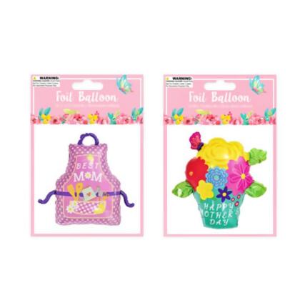 Regent Products G24132 Flower Pot Balloon Foil Mothers Day Apron with Straw Insrt Inflated, 2 Assorted Color 