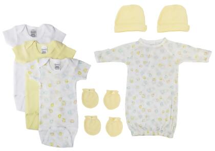 Bambini NC-0444M Unisex Baby 10 Piece Layette Sets, White & Yellow - Medium