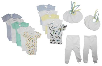 Bambini NC-0413M Baby Boy 18 Piece Layette Sets, White & Blue - Medium