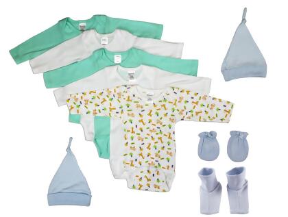 Bambini NC-0494NB Baby Boy 9 Piece Layette Sets, White & Blue - Newborn