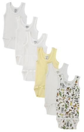 Bambini NC-0497L Unisex Baby 6 Piece Onezies Bodysuit & Tank Tops, White - Large
