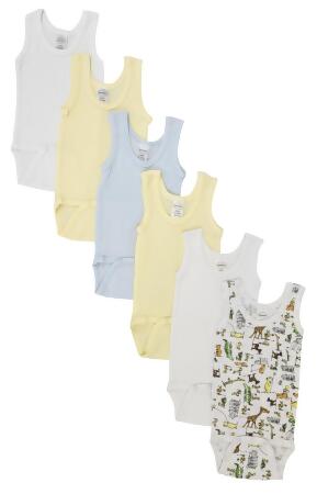 Bambini NC-0498L Baby Boy 6 Piece Onezies Bodysuit & Tank Tops, White - Large
