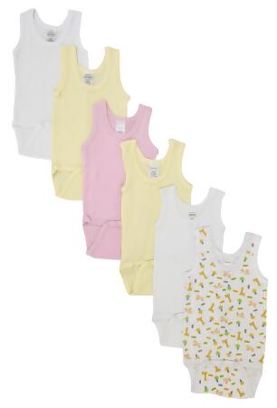 Bambini NC-0509NB Baby Girl 6 Piece Onezies Bodysuit & Tank Tops, White - Newborn