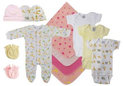 Bambini NC-0533L Baby Girls 13 Piece Layette Sets, White & Pink - Large