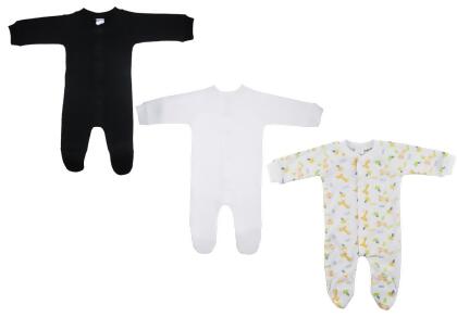 Bambini NC-0719S Unisex Closed-toe Sleep & Play Set, White - Newborn - Pack of 3