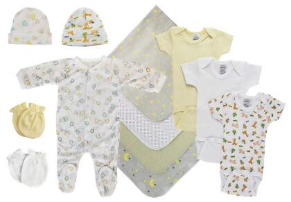 Bambini NC-0541NB Unisex Baby 12 Piece Layette Sets, White & Yellow - Newborn