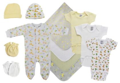 Bambini NC-0542NB Unisex Baby 13 Piece Layette Sets, White & Yellow - Newborn
