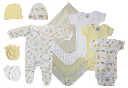 Bambini NC-0548NB Unisex Baby 13 Piece Layette Sets, White & Yellow - Newborn