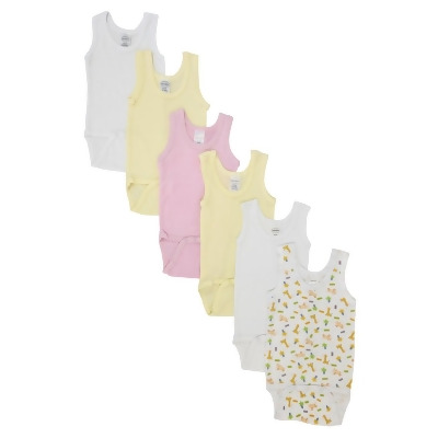 Bambini NC-0509M Baby Girl 6 Piece Onezies Bodysuit & Tank Tops, White - Medium 