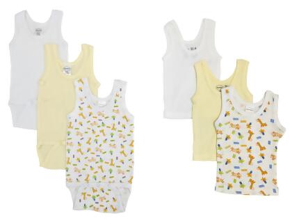 Bambini NC-0506L Unisex Baby 6 Piece Onezies Bodysuit & Tank Tops, White - Large