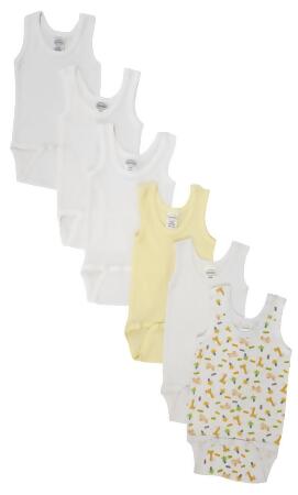 Bambini NC-0507L Unisex Baby 6 Piece Onezies Bodysuit & Tank Tops, White - Large