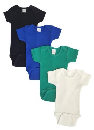 Bambini NC-0451S Unisex Baby 4 Piece Onezies Bodysuit, Black, Blue & Green - Small