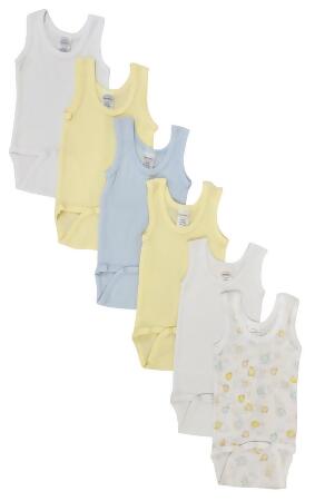 Bambini NC-0518M Baby Boy 6 Piece Onezies Bodysuit & Tank Tops, White - Medium