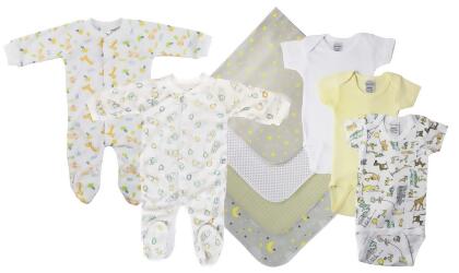 Bambini NC-0551NB Unisex Baby 9 Piece Layette Sets, White & Yellow - Newborn
