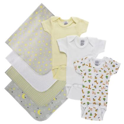 Bambini NC-0540M Unisex Baby 7 Piece Layette Sets, White & Yellow - Medium