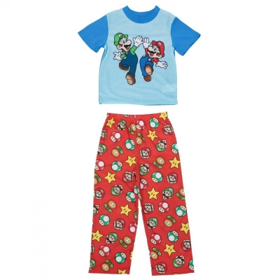 Super Mario Bros 856224-size8 High Five Pajama Set - Blue & Red - Size 8 - 2 Piece 