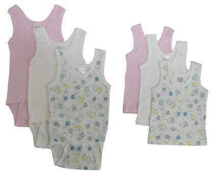 Bambini CS-038NB-111AM Girls Tank Top Variety with Printed, White & Pink - Newborn