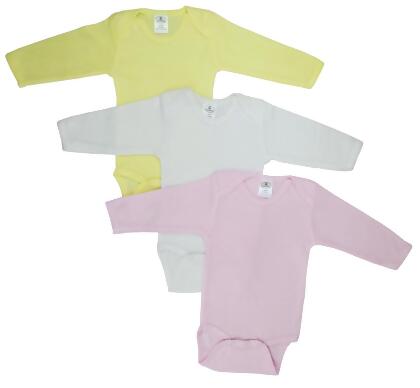 Bambini 101NB Boys Pastel Long Sleeve, White with Pink & Yellow - Newborn