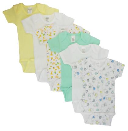 Bambini CS-004NB-005NB Boys Short Sleeve & Printed, White & Green - Newborn