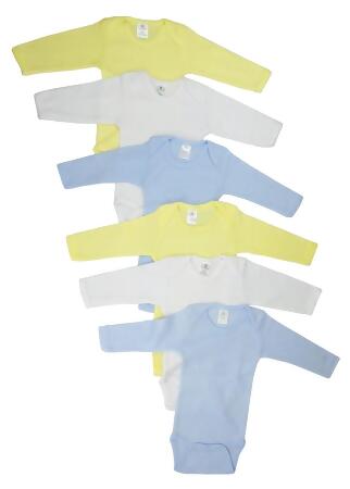 Bambini CS-100NB-100NB Boys Pastel Long Sleeve, White with Blue & Yellow - Newborn