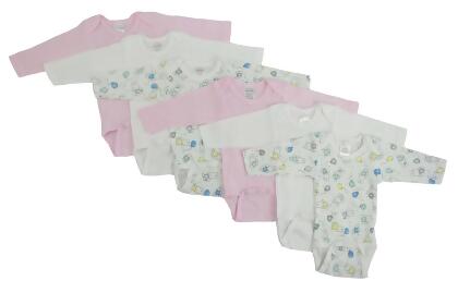 Bambini CS-103L-103L Girls Long Sleeve Printed Variety, White & Pink - Large