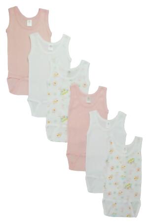 Bambini CS-111ANB-Pink-Cloud-111ANB-Pink-Cloud Girls Tank Top, White & Pink - Newborn