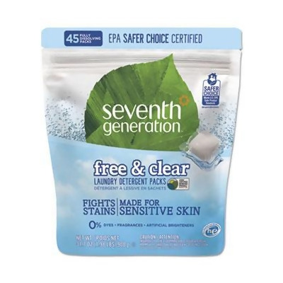 Seventh Generation SEV22977 Unscented Laundry Detergent, Natural - 45 Packets Per Pack 