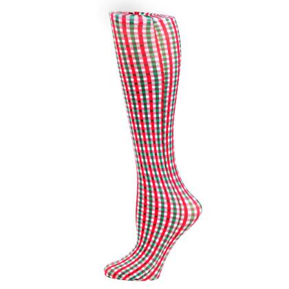 15 in. Kids Knee Sock with Holiday Check Pattern, Red