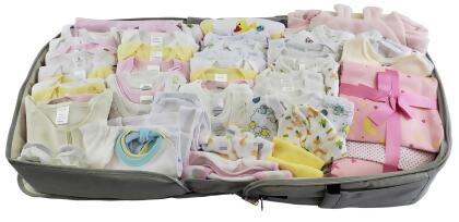 Bambini 808-Girls-80-Pieces Girls Baby Clothing Starter Set with Diaper Bag, Pink - Mixed Sizes - 80 Piece