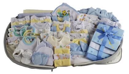 Bambini 808-Boys-80-Pieces Boys Baby Clothing Starter Set with Diaper Bag, Blue - Mixed Sizes - 80 Piece