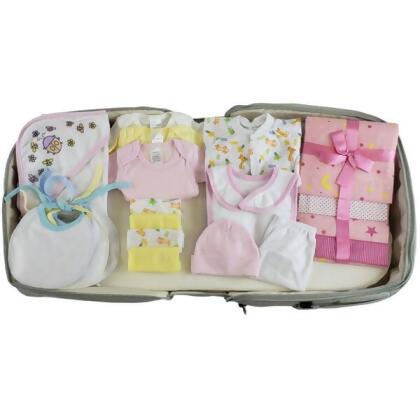 Bambini 808-Girls-20-Pieces Girls Baby Clothing Starter Set with Diaper Bag, Pink - Mixed Sizes - 20 Piece