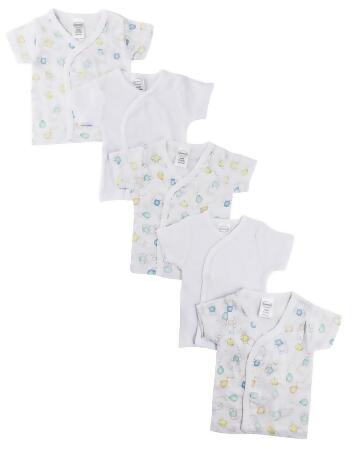 Bambini NC-0203N Unisex Infant Side Snap Short Sleeve Shirt, White - Newborn - Pack of 3