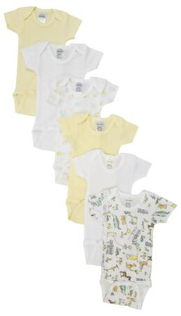 Bambini NC-0447L Unisex Baby 6 Piece Onezies Bodysuit, White - Large