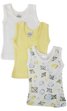 Bambini NC-0483S Unisex Baby 3 Piece Tank Tops, White - Small