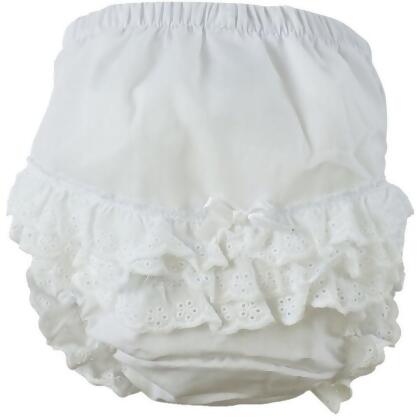 Bambini 600.W.NB Girls Cottonpoly Fancy Pants, White - Newborn