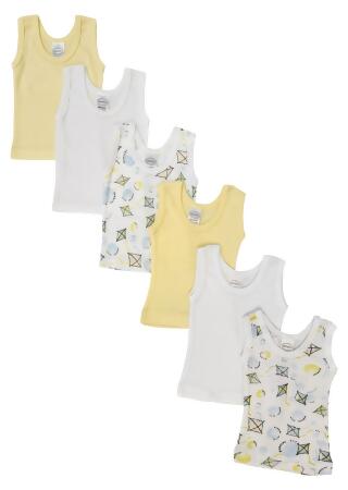 Bambini NC-0484M Unisex Baby 6 Piece Tank Tops, White - Medium