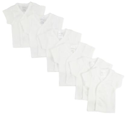 CS-075NB-075NB Side Snap Short Sleeve Shirt, White - Newborn