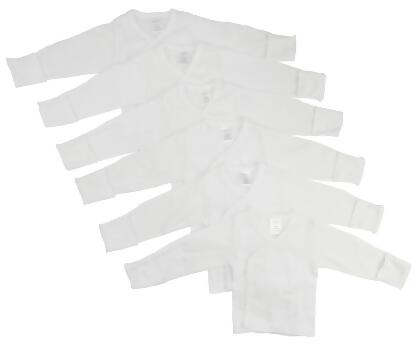 CS-071NB-071NB Long Sleeve Side Snap with Mitten, White - Newborn