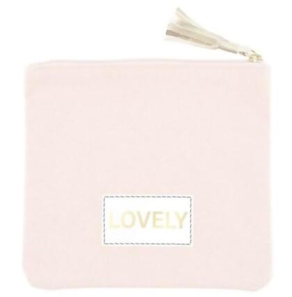 CB Gift 22448X 8 x 7 in. Canvas Pouch - Lovely, Blush 