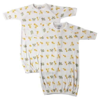 Bambini NC-0766 Unisex Newborn Baby 2 Piece Gown Set, White